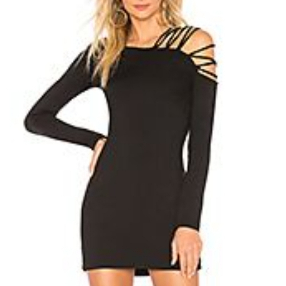 NWOT Susana Monaco Black Lace Open Shoulder Dress